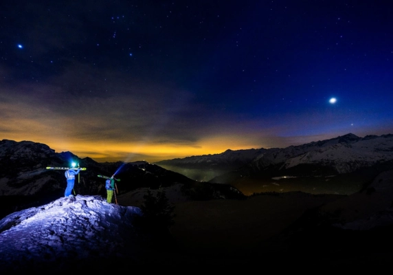 sci alpinismo in nottura con Guida Alpina